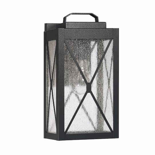 Hello Honey® Charleston Matte Black Farmhouse Rectangular Metal & Glass Wall Mounted Outdoor Light